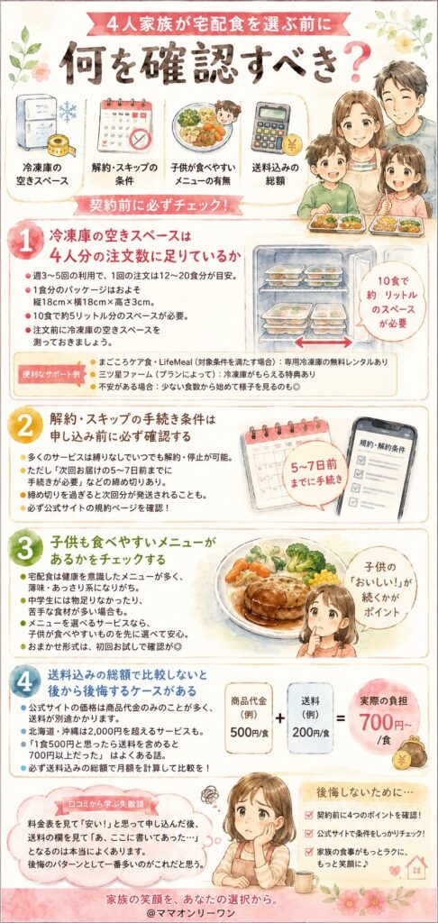 4人家族が宅配食を選ぶ前に、何を確認すべき？