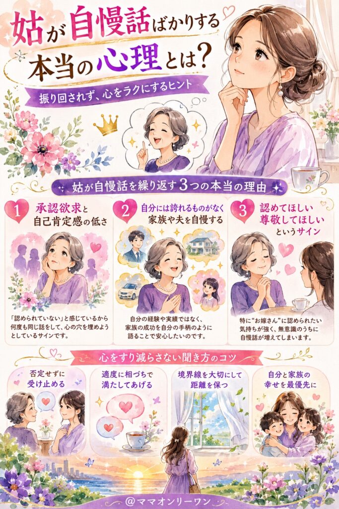 姑が自慢話ばかりする心理とは？その本当の理由