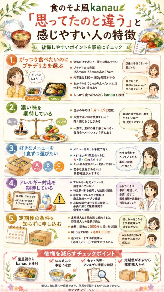食のそよ風kanau　購入後に「思ってたのと違う」と感じやすい人の特徴