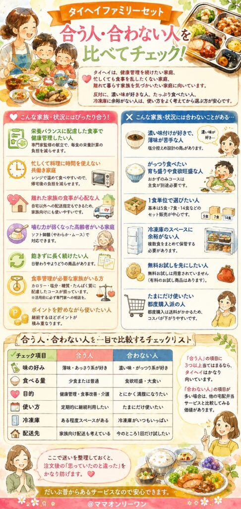 タイヘイファミリーセットが合う人・合わない人を比べる