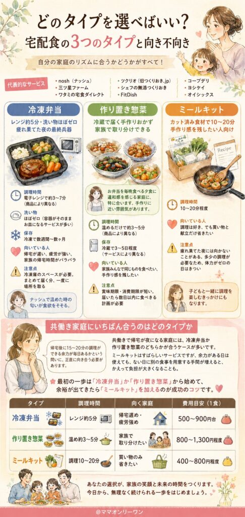 どのタイプを選べばいい?|宅配食の3つのタイプと向き不向き