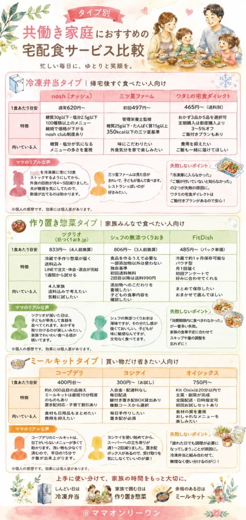【タイプ別】共働き家庭におすすめの宅配食サービス比較