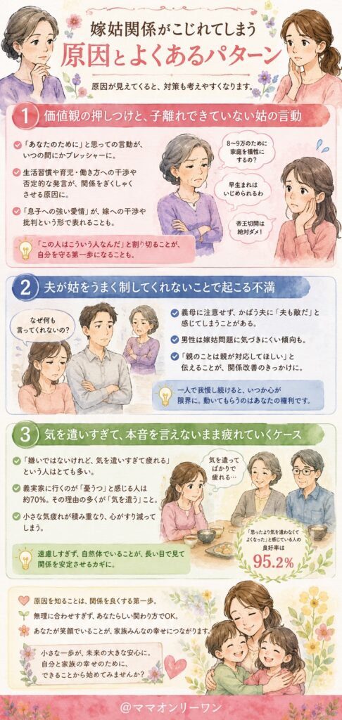 嫁姑関係がこじれてしまう原因とよくあるパターン