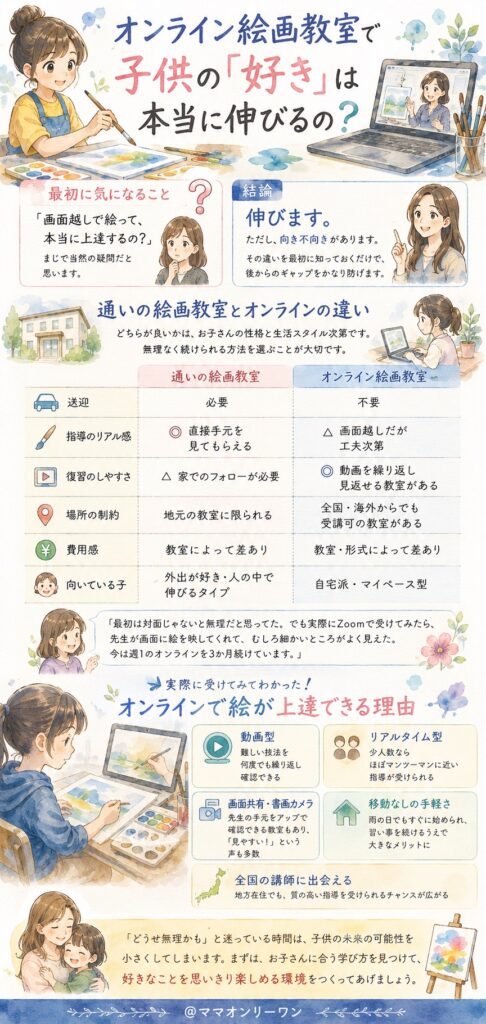 オンライン絵画教室で、子供の「好き」は本当に伸びるの?