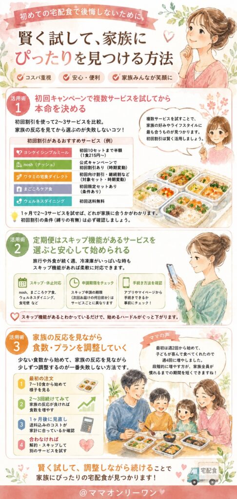 初めての宅配食で後悔しないための活用術とは?