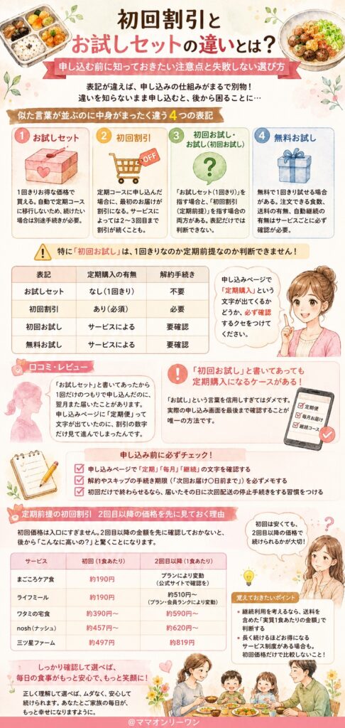 「初回割引」と「お試しセット」の違いとは?