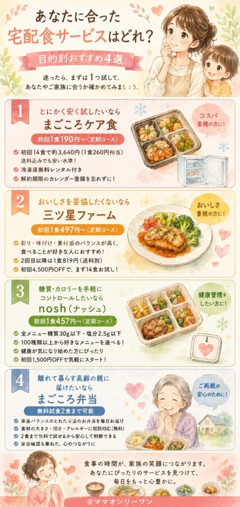 あなたに合った宅配食サービスはどれ?