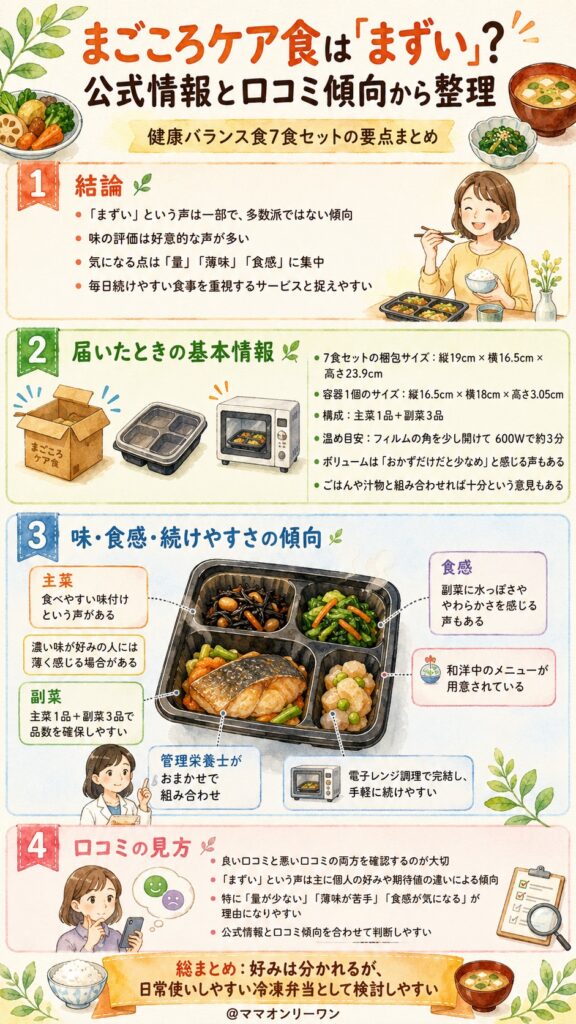 まごころケア食 「まずい」という評判は本当か|公式情報と口コミ傾向から見た結論