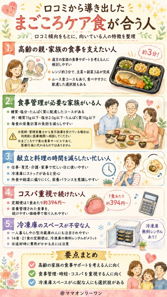まごころケア食 口コミから導き出した「まごころケア食が合う人」の特徴