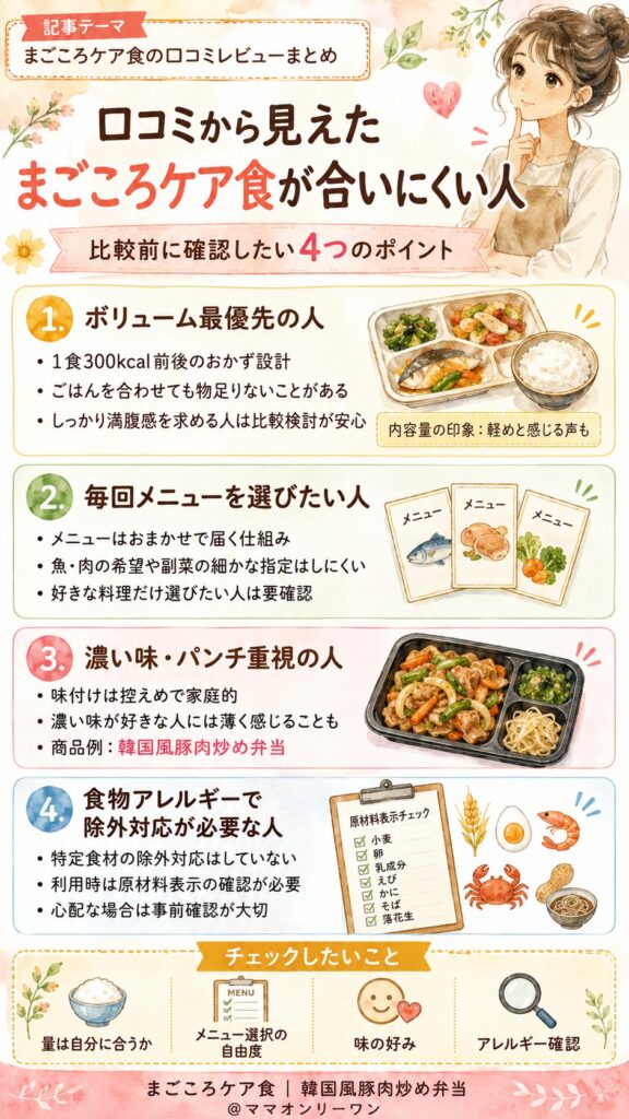 まごころケア食 口コミから導き出した「まごころケア食が合いにくい人」の特徴