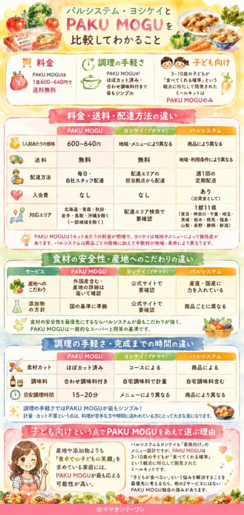 パルシステム・ヨシケイとPAKU MOGUを比較してわかること