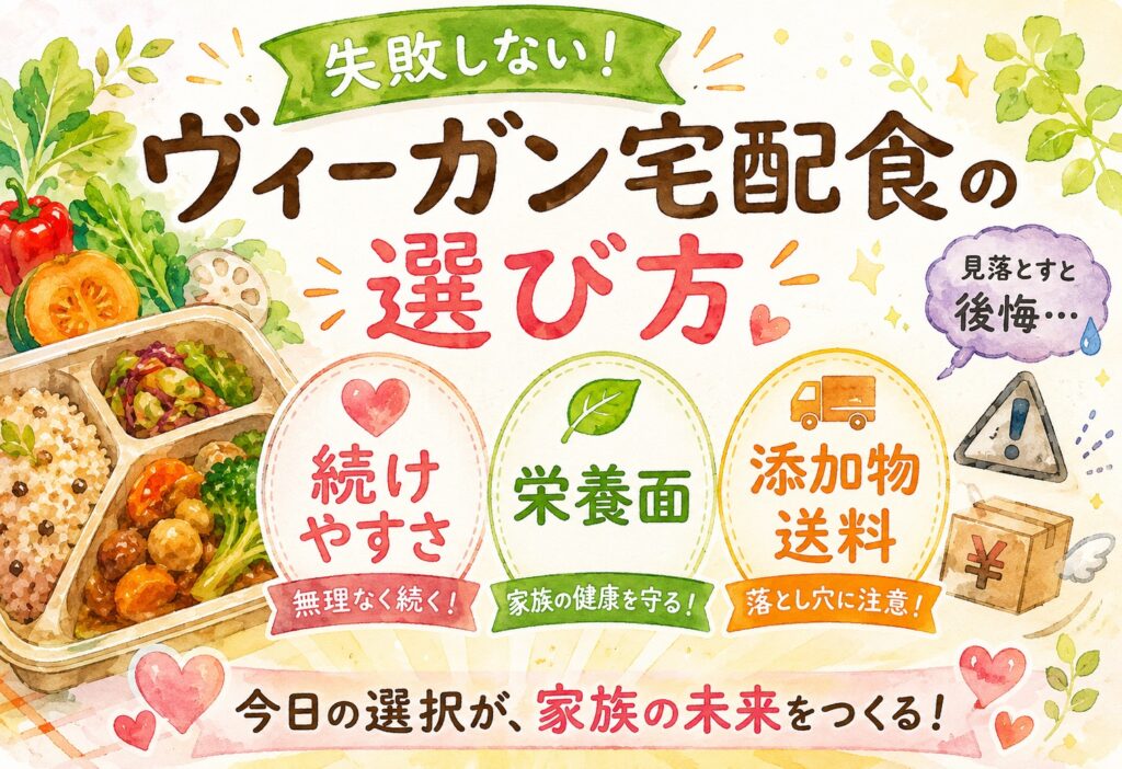 ヴィーガン宅配食の選び方｜続けやすさ・栄養面の確認ポイントと添加物・送料の落とし穴まとめ
