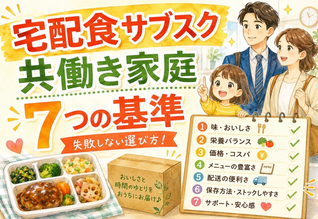 宅配食サブスクの選び方｜共働き家庭が失敗しない7つの基準と毎日続けやすいサービスの見直しポイント