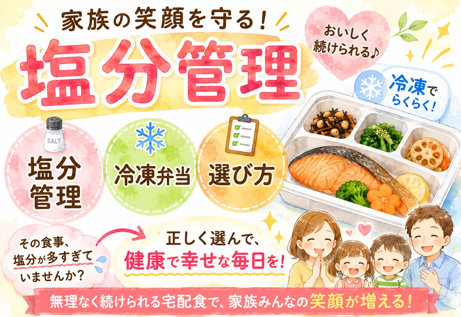 塩分管理が必要な人の宅配食の選び方|冷凍弁当で無理なく続けるポイントと見極め方