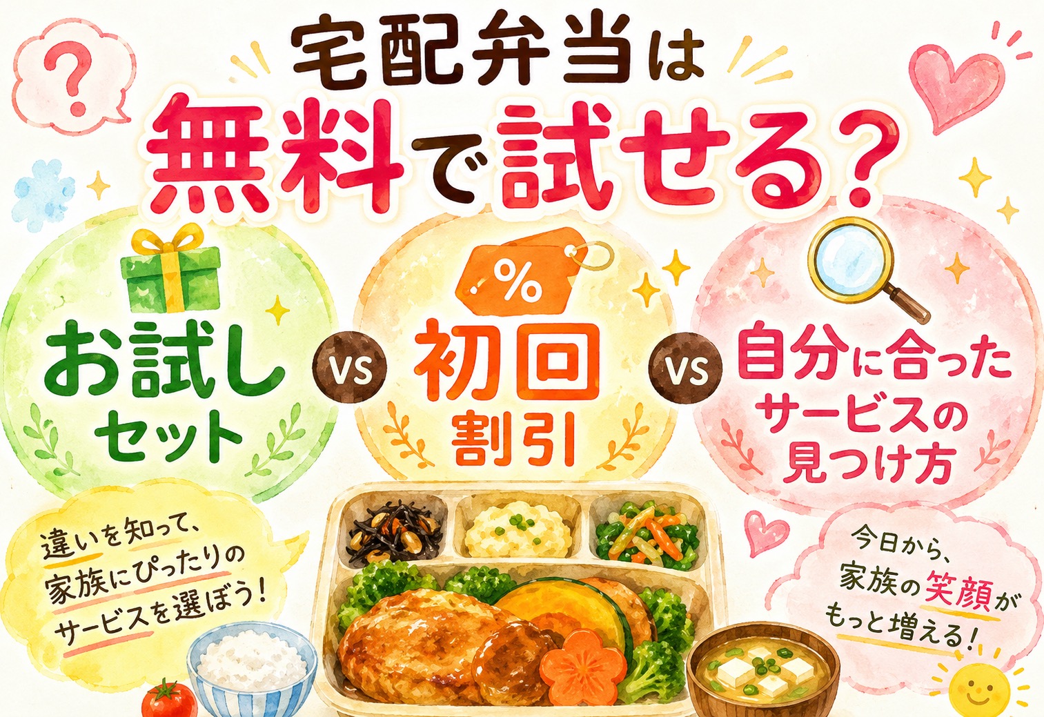 宅配弁当は無料で試せる?お試しセット・初回割引の違いと自分に合ったサービスの見つけ方