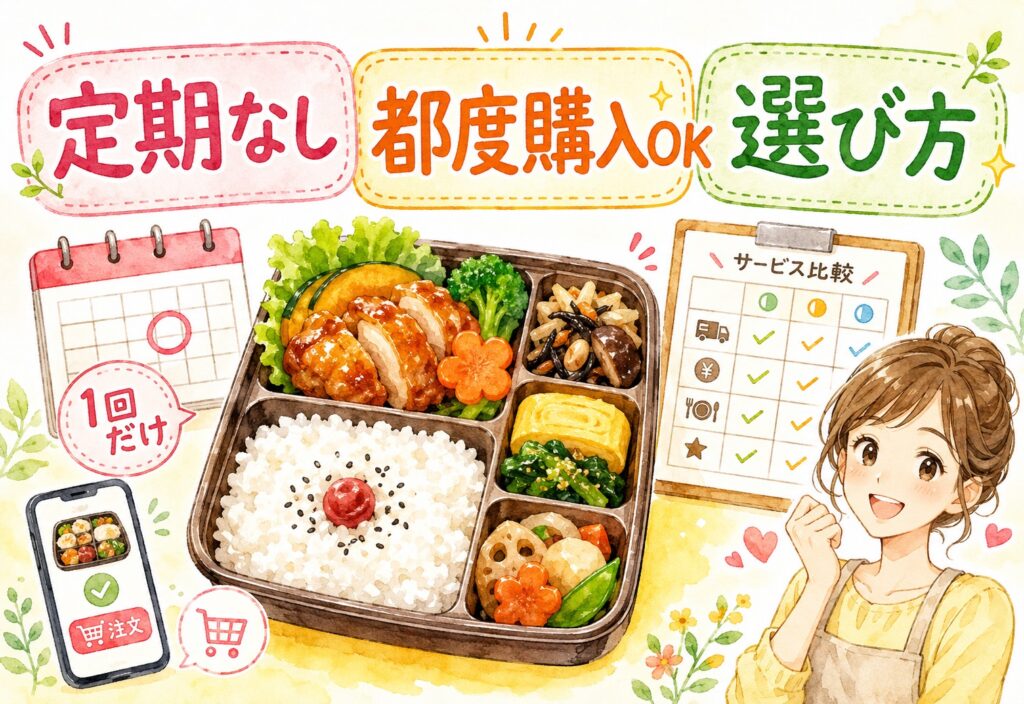 宅配弁当で定期なし注文できる？都度購入OKサービスの比較と後悔しない選び方のコツ