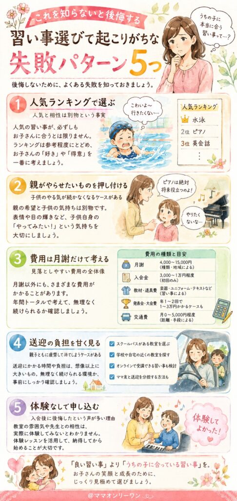 これを知らないと後悔する。習い事選びで起こりがちな失敗パターン5つ