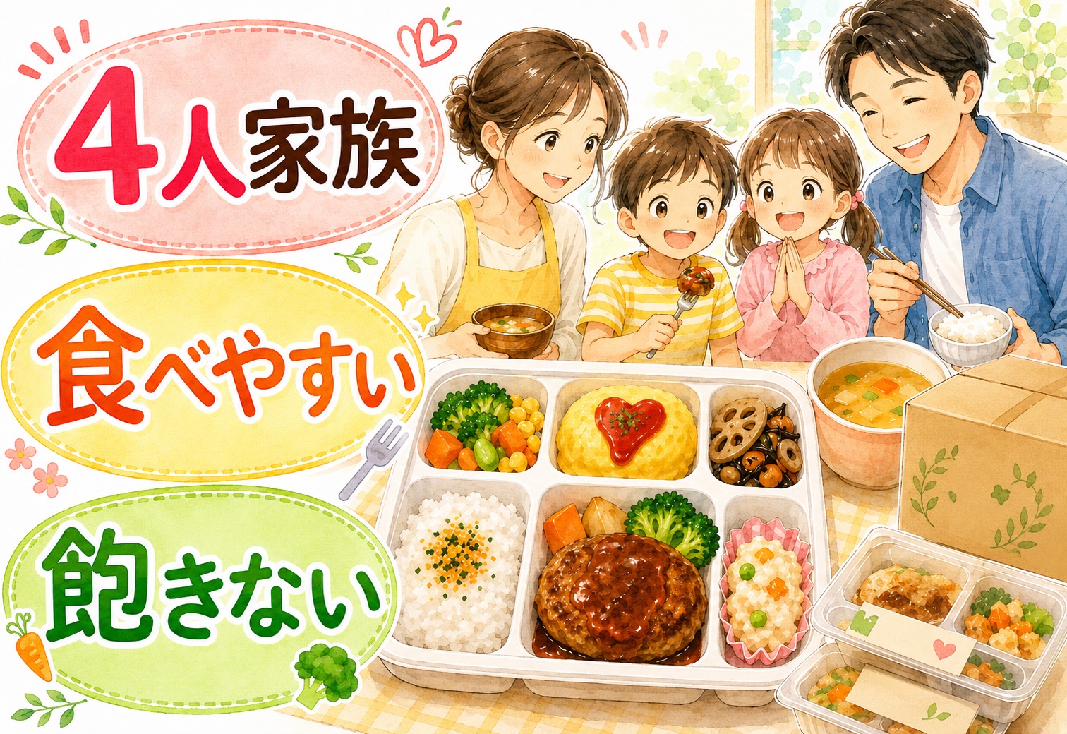 ファミリー向け宅配食どれがいい?4人家族のごはんに使える、子どもが食べやすく飽きないサービス比較