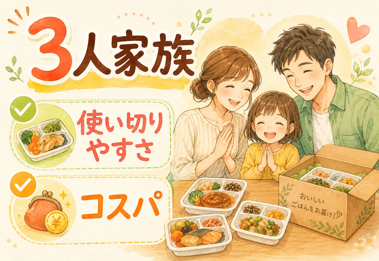 3人家族に宅配食は合う?使い切りやすさとコスパを7サービスで正直に比較
