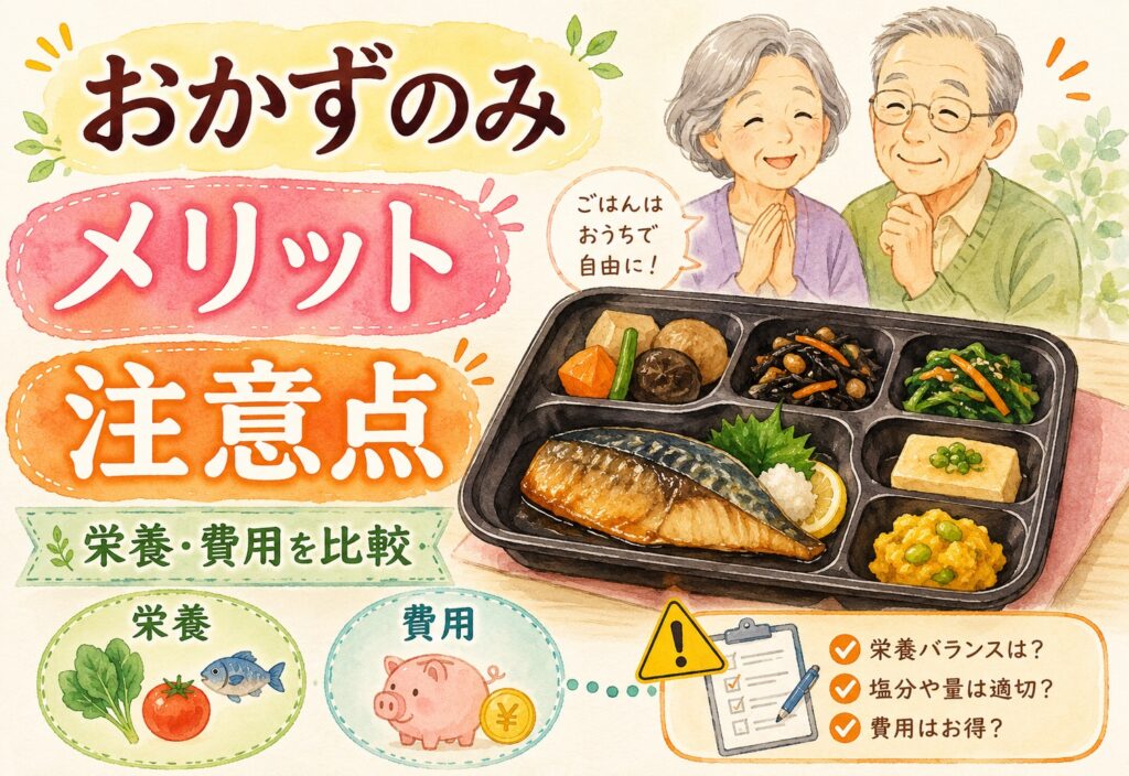 高齢者向け宅配弁当でおかずのみを選ぶメリットと注意点｜6サービスを栄養・費用で比較