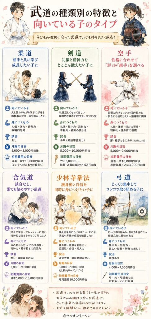武道の種類別の特徴と向いている子のタイプ