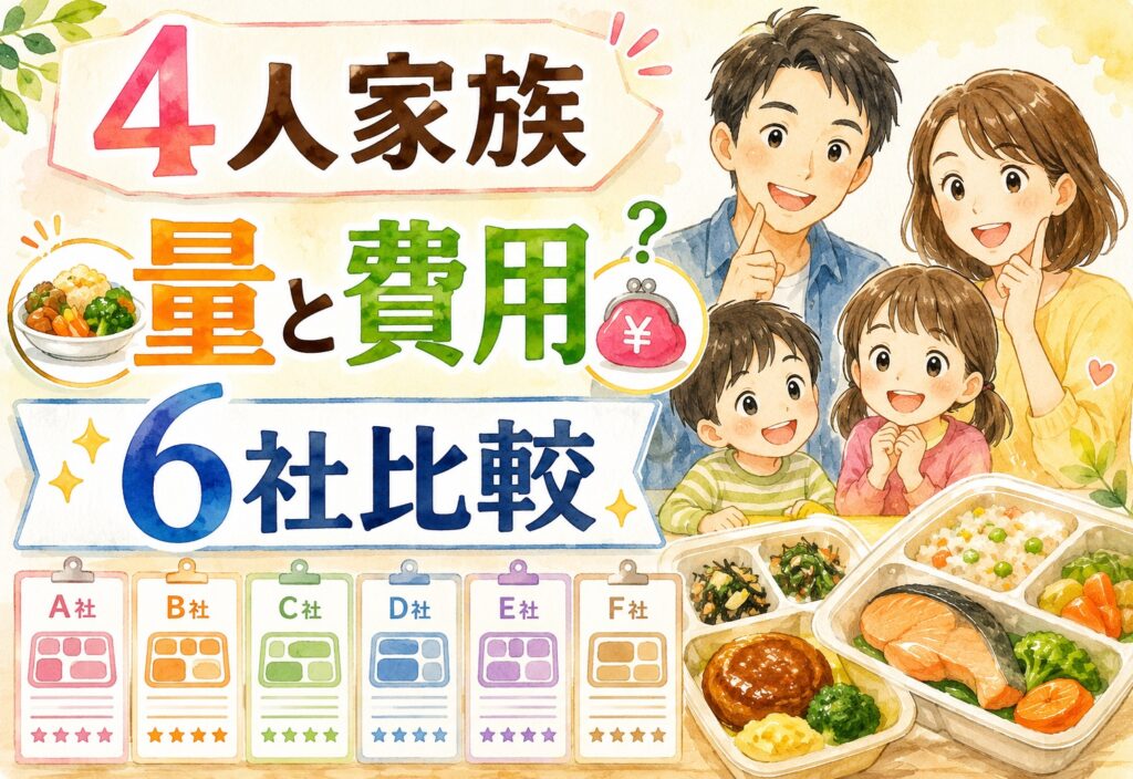 4人家族の宅配食は量と費用が心配？ファミリー向けの6社を比べた後悔しない選び方と比較