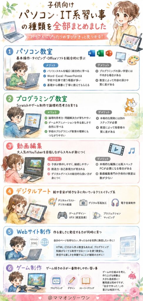 子供向けパソコン・IT系習い事の種類を全部まとめました