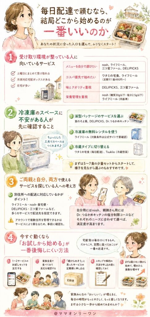 毎日配達で頼むなら、結局どこから始めるのが一番いいのか