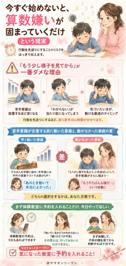 今すぐ始めないと、算数嫌いが固まっていくだけという現実
