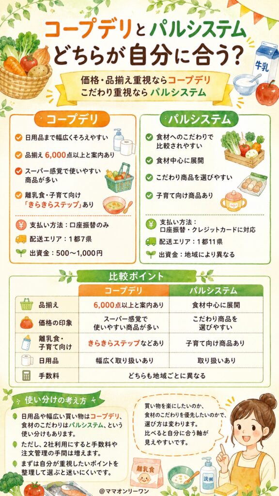 コープデリとパルシステムはどちらが自分に合う？