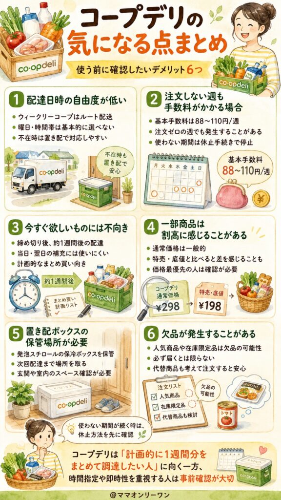 コープデリを使って「ここは気になる」と感じるデメリット
