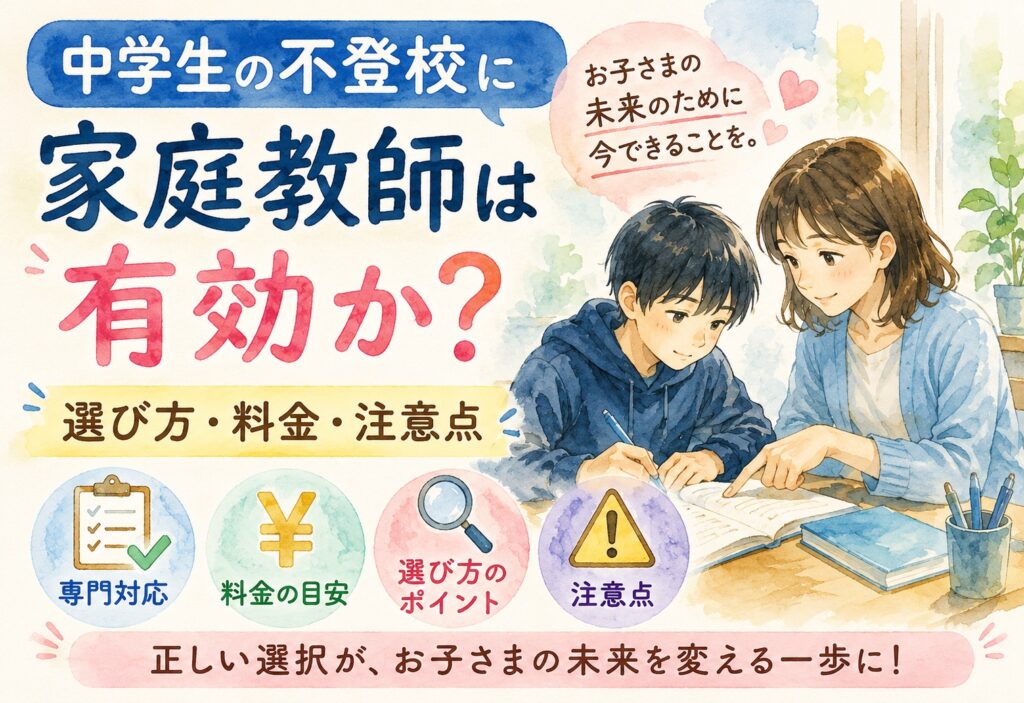中学生の不登校に家庭教師は有効か？専門対応できるサービスの選び方・料金・注意点