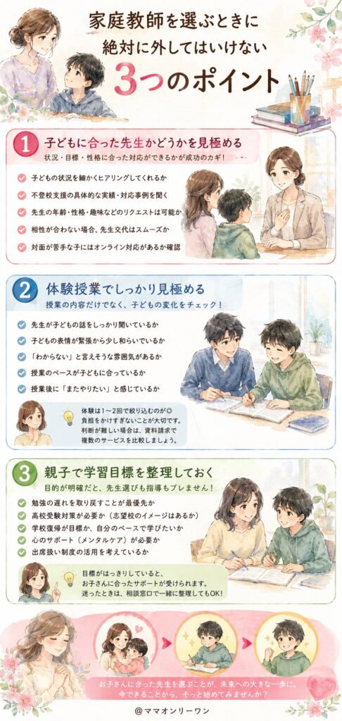 家庭教師を選ぶときに絶対に外してはいけない3つのポイント