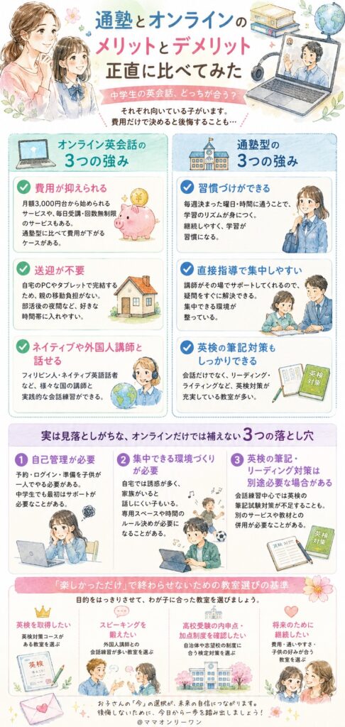 通塾とオンラインのメリットとデメリット、正直に比べてみた
