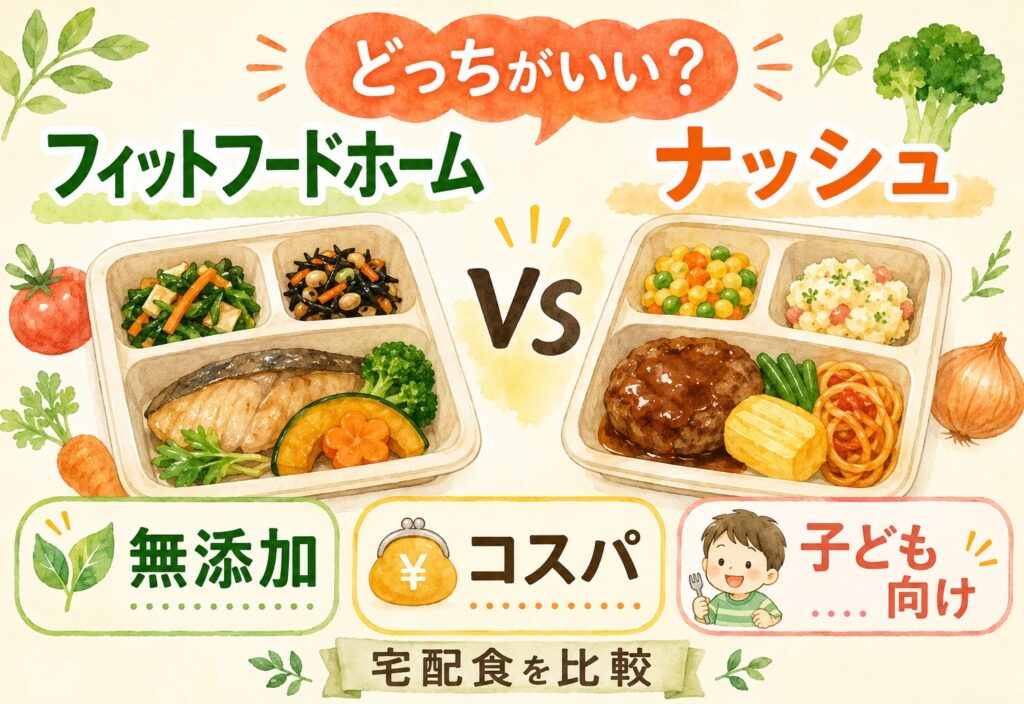フィットフードホームとナッシュはどっちがいい？無添加・コスパ・子ども向けメニューで比較