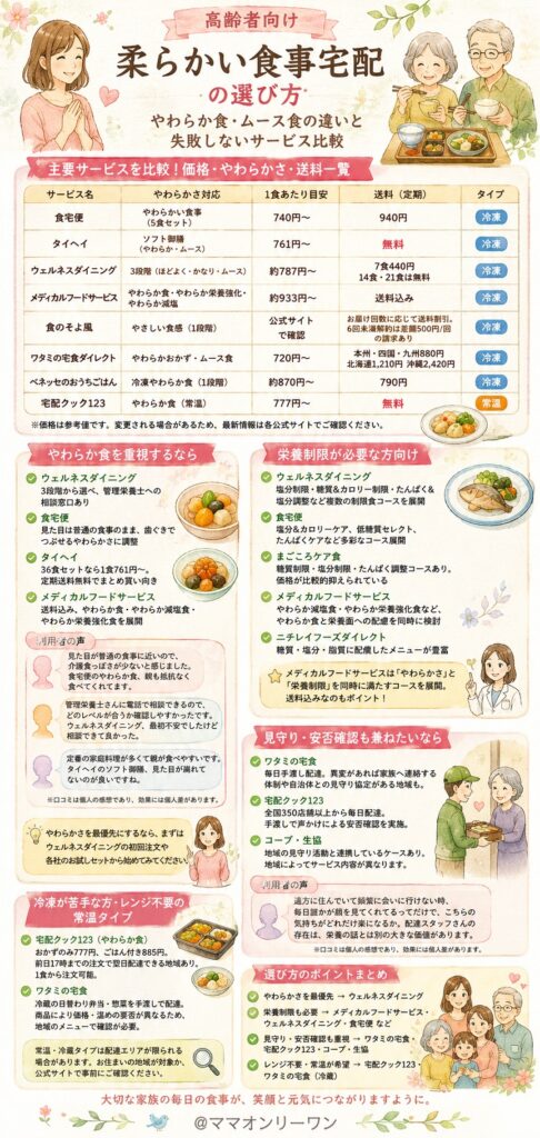 高齢者向け柔らかい食事宅配サービスはどれを選ぶべき？