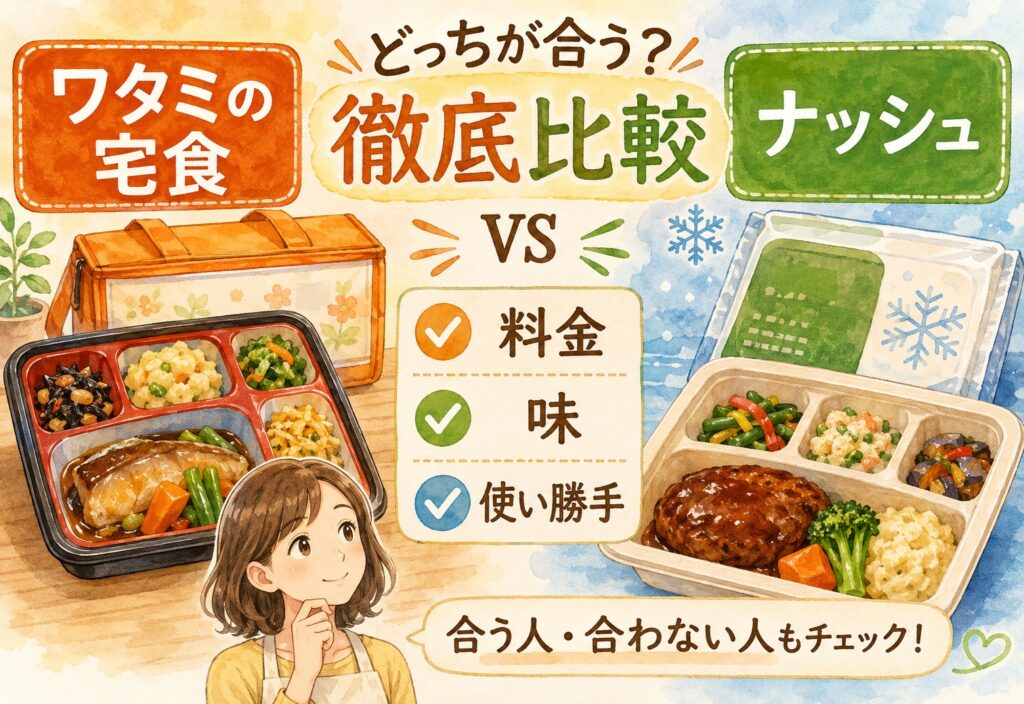 ワタミの宅食とナッシュを比較｜合う人・合わない人がはっきりわかる料金・味・使い勝手を徹底比較