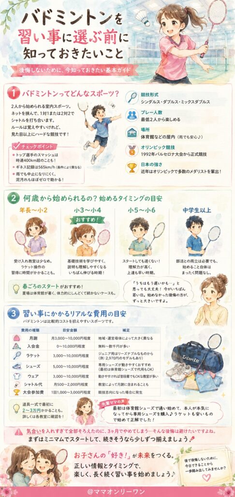 バドミントンを習い事に選ぶ前に知っておきたいこと