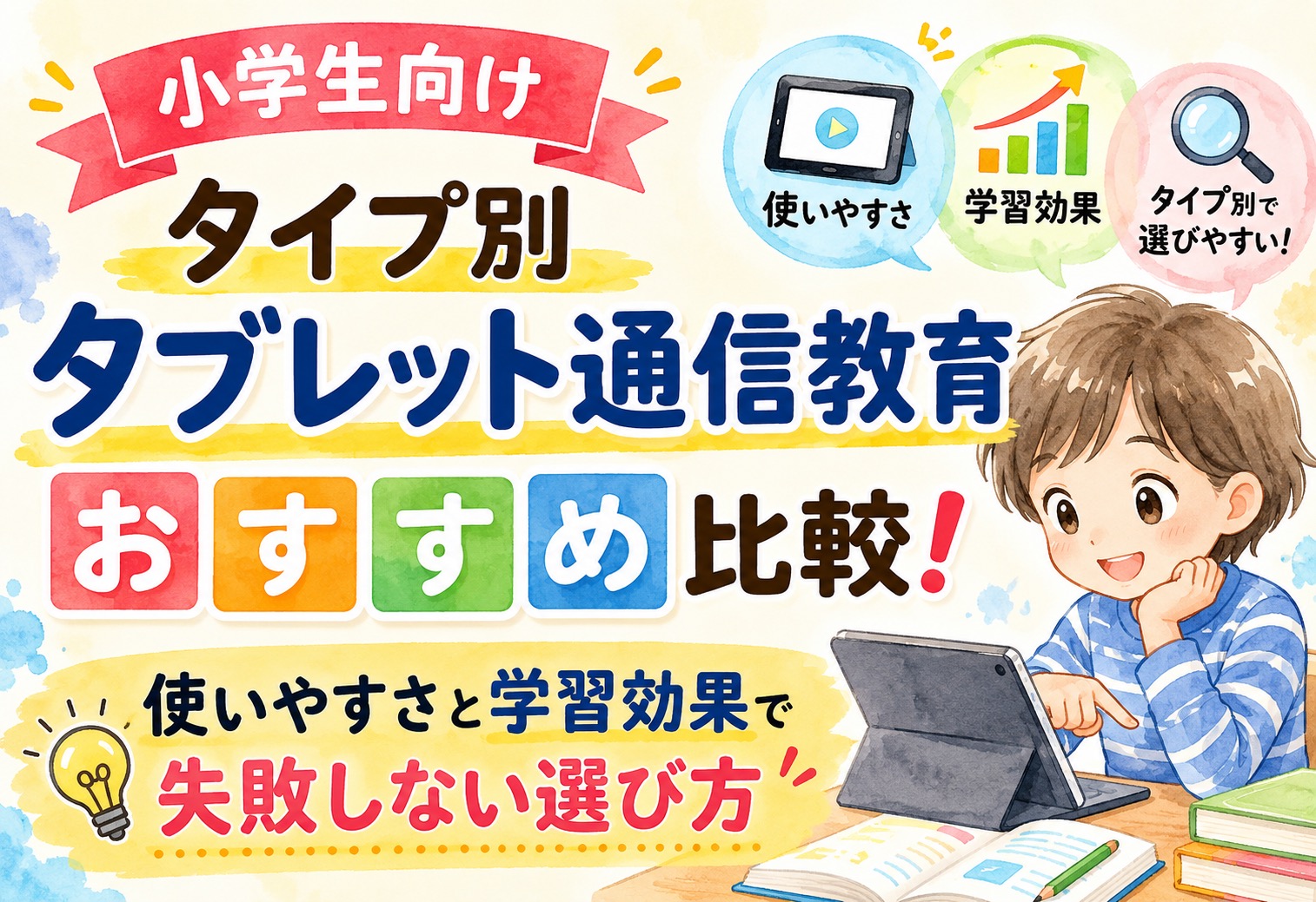 小学生向けタイプ別タブレット通信教育おすすめ比較!使いやすさと学習効果で失敗しない選び方