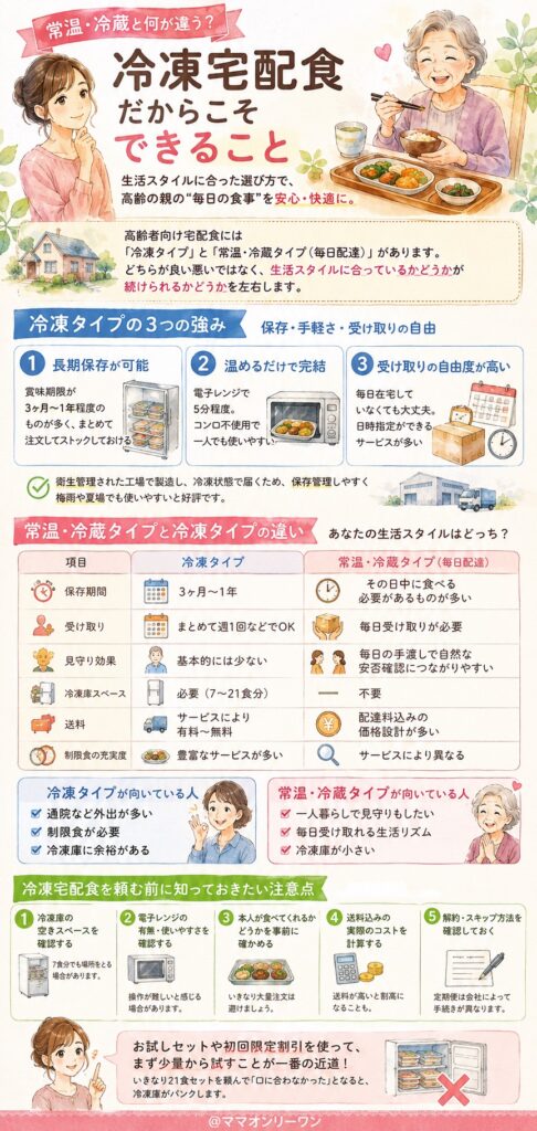 常温・冷蔵と何が違う?冷凍宅配食だからこそできること