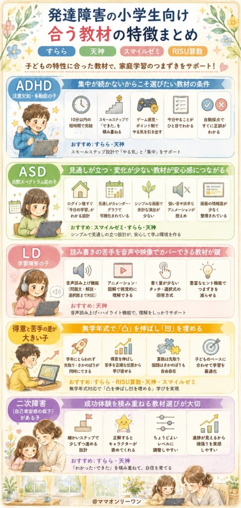 発達障害の種類ごとに「合う教材の特徴」は違う