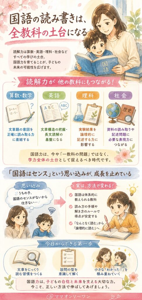 国語の読み書きは、全教科の土台になる