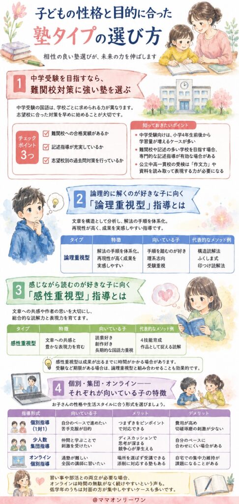 子どもの性格と目的に合った塾タイプの選び方
