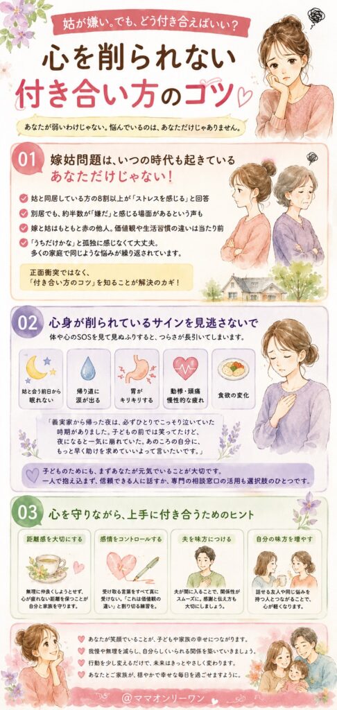 姑が嫌い、でもどう付き合えばいいかわからない…そんなあなたへ