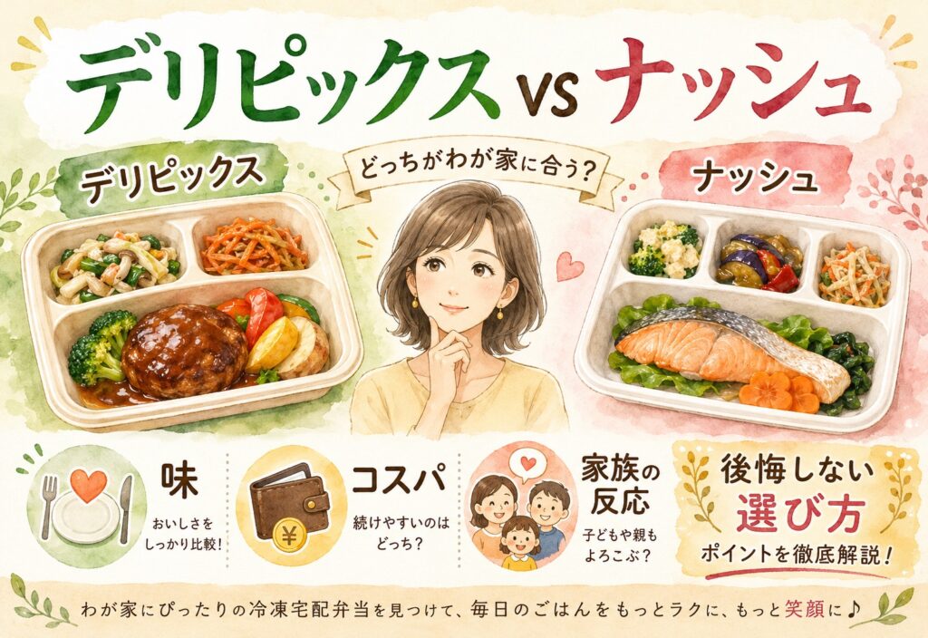 デリピックスとナッシュを比較｜味・コスパ・家族の反応まで徹底比較、後悔しない選び方
