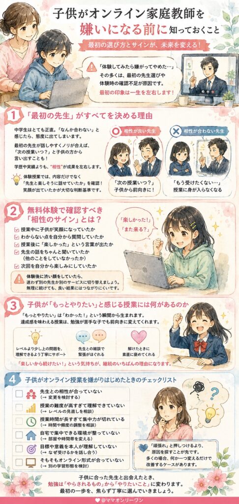 子供がオンライン家庭教師を嫌いになる前に知っておくこと