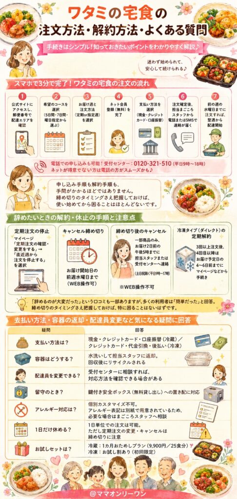 ワタミの宅食　注文方法・解約方法・よくある質問