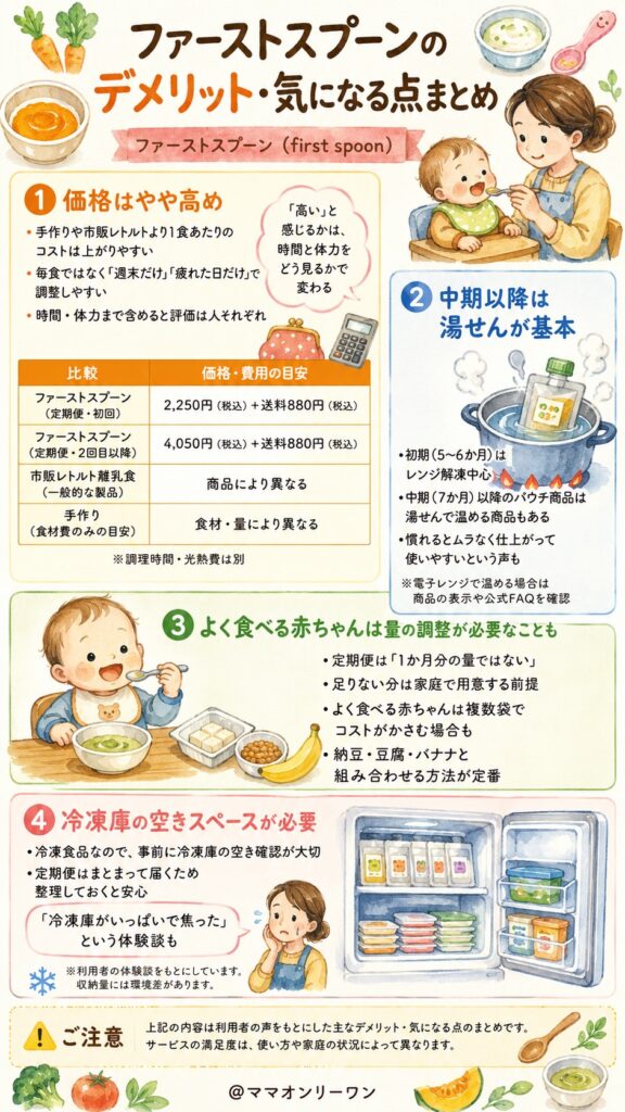 ファーストスプーン(first spoon) のデメリット・気になる点まとめ