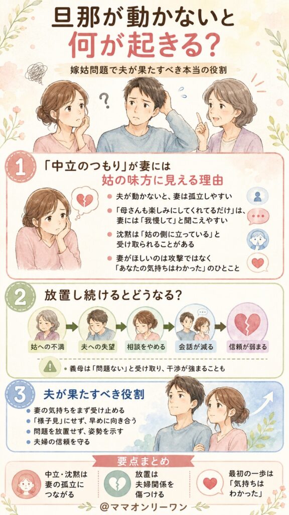 旦那が動かないと何が起きる?嫁姑問題で夫が果たすべき本当の役割