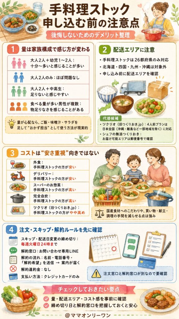 手料理ストック 申し込む前に知るべき注意点は?後悔しないためのデメリット解説